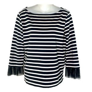 BOGO💥 J. Crew Black White Scoop Neck Top Sz XS Bin C